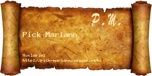 Pick Mariann névjegykártya
